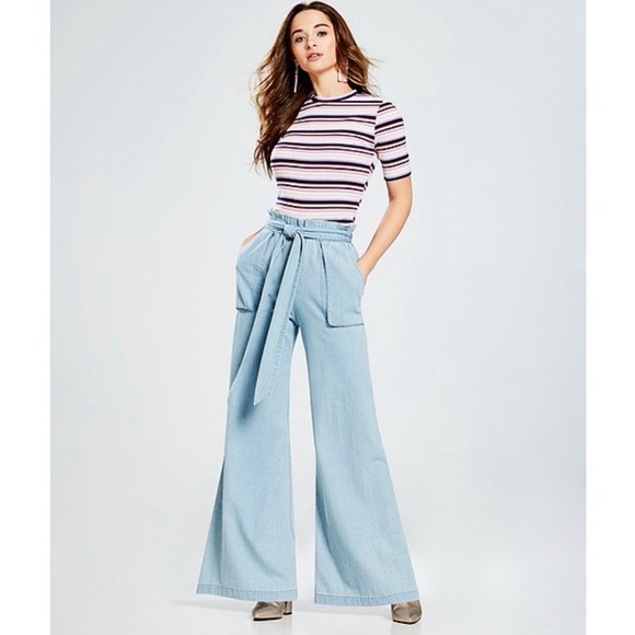 Light Blue Wide-Leg Pants - Picture 2 of 3